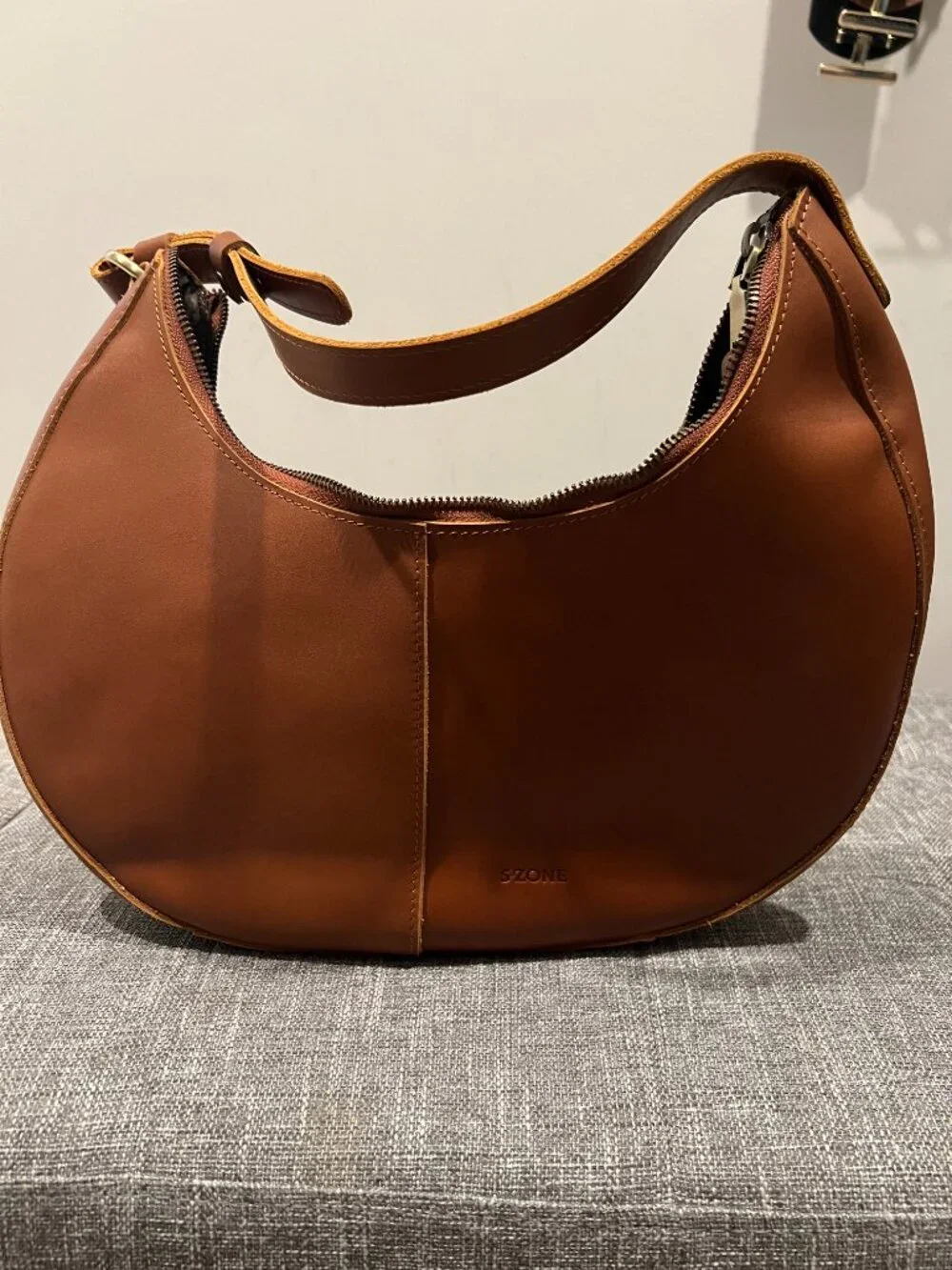 S-ZONE Top Grain Leather Shoulder Bags for Women Hobo Crescent Bag Handbags Purs